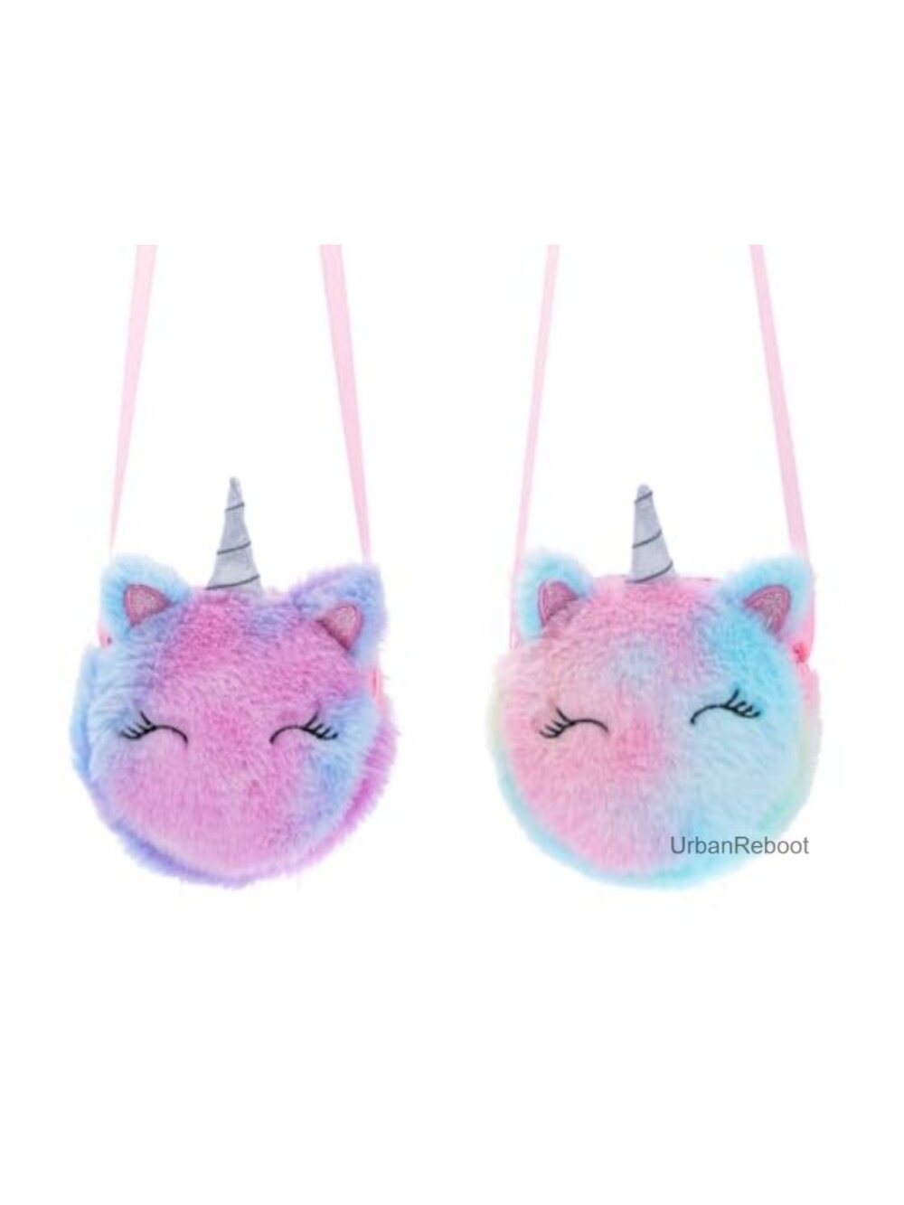 2 Pack Mini Crossbody Bag Kids Small Sling Bag Unicorn Girls Plush Purse